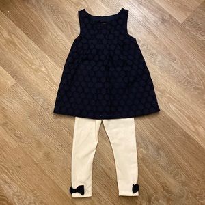 Savannah navy eyelet dress and leggings size 2T
